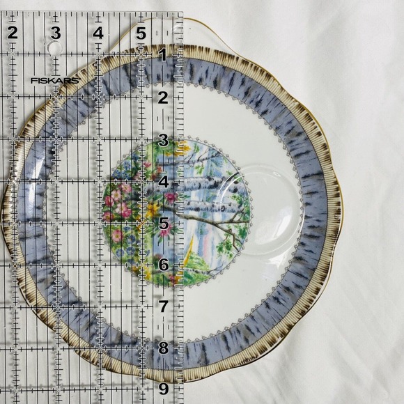 Vtg ROYAL ALBERT England SILVER BIRCH pattern handled snack plate 9" Bone China - Picture 7 of 7